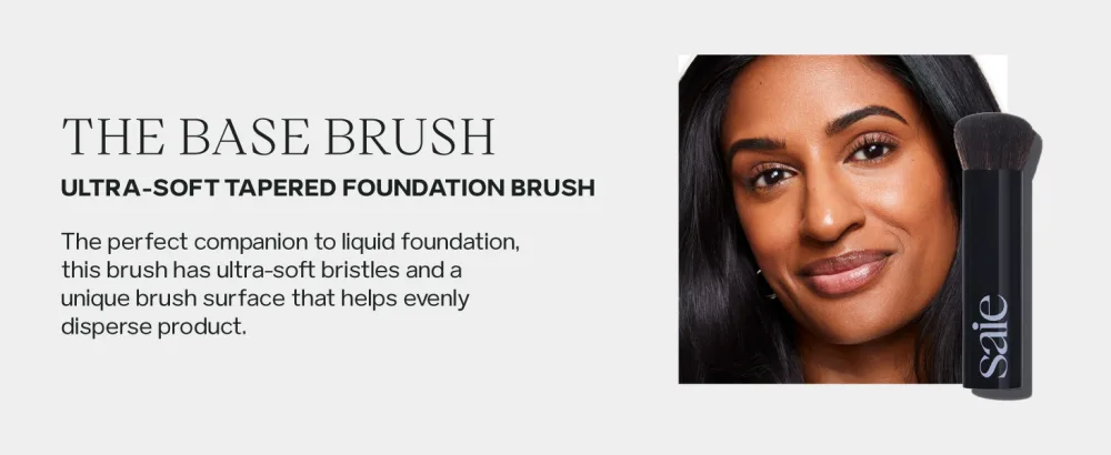 Saie The Fluffy Brush - Soft Multi-Use Pressed + Loose Powder Brush - Fluffy Makeup Brush with Tapered Tip for Precise Application - Vegan Cruelty-Free (1 Count) - THE BASE BRUSH