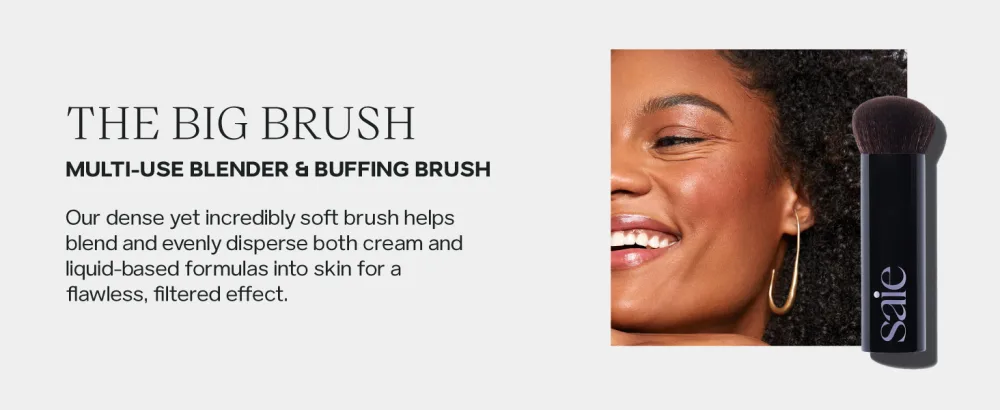 Saie The Fluffy Brush - Soft Multi-Use Pressed + Loose Powder Brush - Fluffy Makeup Brush with Tapered Tip for Precise Application - Vegan Cruelty-Free (1 Count) - THE BIG BRUSH
