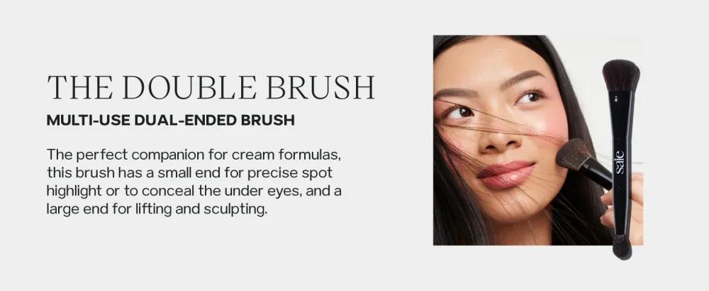 Saie The Fluffy Brush - Soft Multi-Use Pressed + Loose Powder Brush - Fluffy Makeup Brush with Tapered Tip for Precise Application - Vegan Cruelty-Free (1 Count) - THE DOUBLE BRUSH