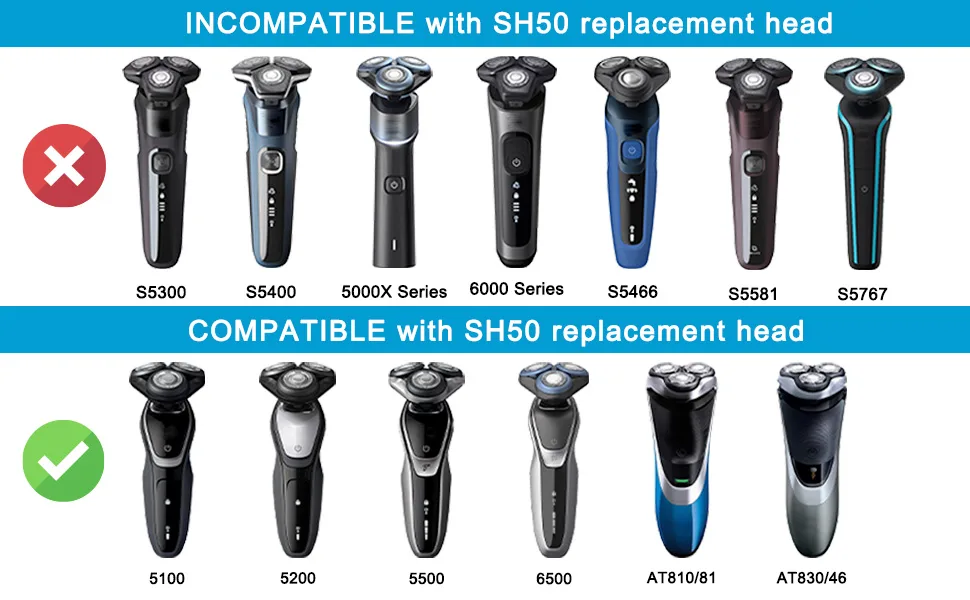 SH50 Replacement Heads for 5000 Replacement Electric Shaving Head Razor Blades 6-pc Pack - norelco sh50 replacement blades