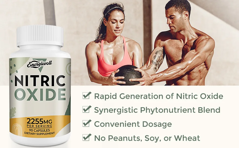 Nitric Oxide Boost - Nitric Oxide Precursor Blend & Nitric Oxide Phytonutrient Blend Supplement for Blood Flow Oxygenation and Blood Pressure Energy- 90 Capsules (2 Bottle) 90 Count (Pack of 2) - Nitric Oxide Boost