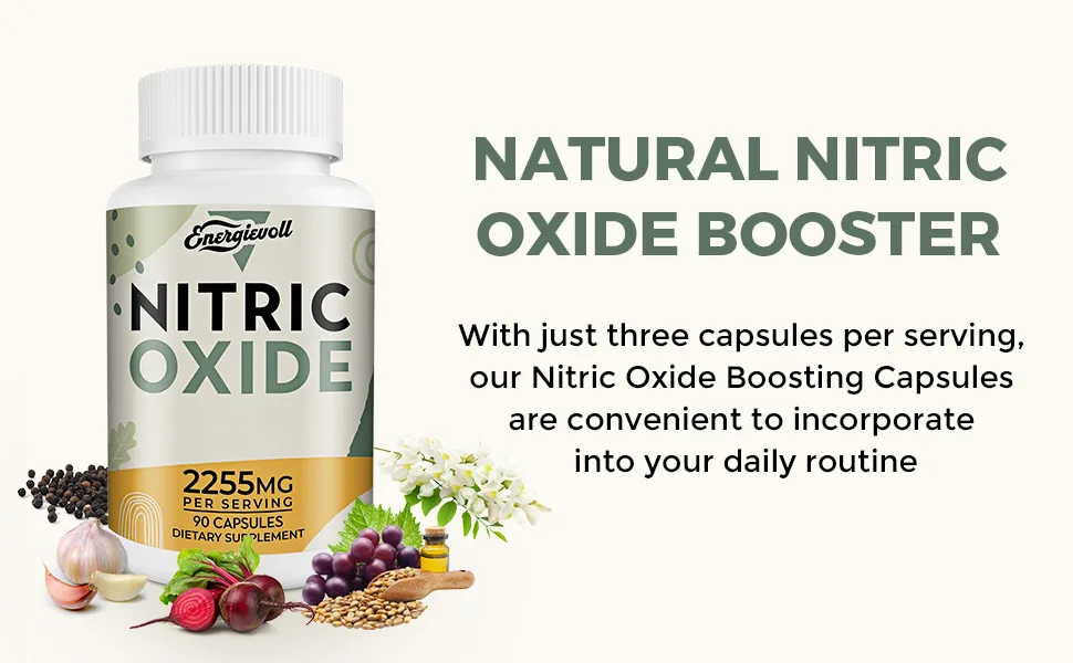 Nitric Oxide Boost - Nitric Oxide Precursor Blend & Nitric Oxide Phytonutrient Blend Supplement for Blood Flow Oxygenation and Blood Pressure Energy- 90 Capsules (2 Bottle) 90 Count (Pack of 2) - Nitric Oxide Boost