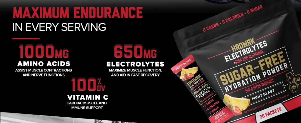 HRDWRK Electrolytes Powder Packets with Magnesium Potassium Sodium Keto Hydration Packets - BCAA Electrolyte Powder Packets with Glutamine 30 Electrolytes Powder Packets Sugar Free (Fruit Blast) Fruit Blast 30 Servings (Pack of 1) - hrdwrk sugar free electrolyte powder packets 2