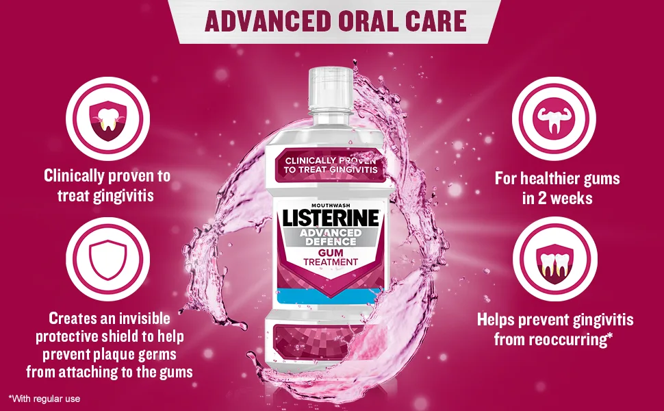 Listerine Advanced Defence Gum Treatment for Gingivitis 500ml 16.9 Fl Oz (Pack of 1) - product information 2