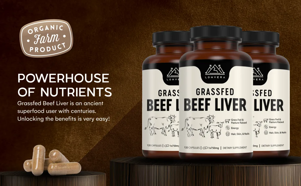 Grass Fed Beef Liver Capsules | Dessicated Liver Supplement | Freeze Dried Liver Pills | 30 Servings | 3000 mg | 120 Count - Beef Liver Supplement