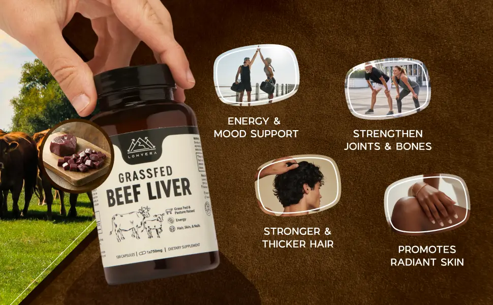 Grass Fed Beef Liver Capsules | Dessicated Liver Supplement | Freeze Dried Liver Pills | 30 Servings | 3000 mg | 120 Count - lonvera beef liver quality
