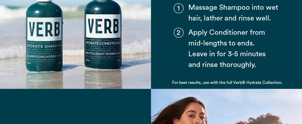 Verb Hydrate Shampoo + Conditioner Duo Amber + Warm Jasmine 12 Fl Oz (pack of 2) - hydrate shampoo and conditioner how to use