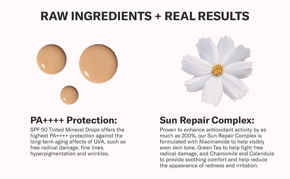 SPF 50 Flex-Perfecting Mineral Drops Tinted Sunscreen ONE 1 Fl Oz (Pack of 1) Shade 01 - Odacite Tinted Sunscreen EBC 4
