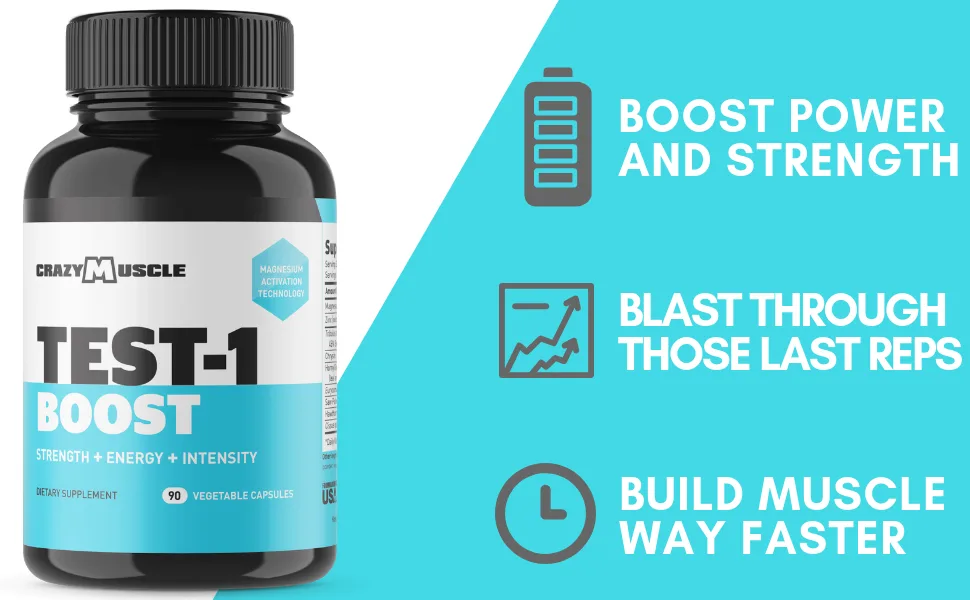Crazy Muscle Bundle for Ultra Fast Recovery BCAA Pills (120 Count) + Testosterone Tablets (90 Count) - test booster