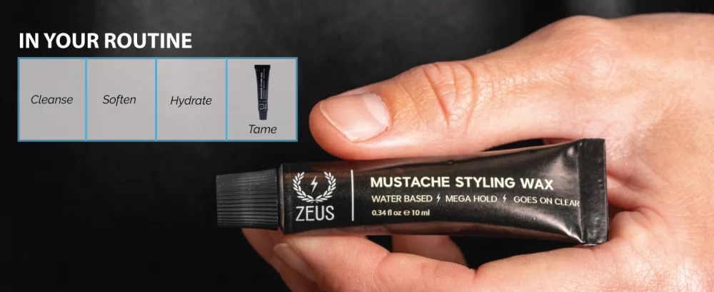 ZEUS Mustache Styling Wax Mega Hold Water Based Moustache Wax for Men (3 PACK) 3 Count - in your routine, use to tame or train your mustache hair