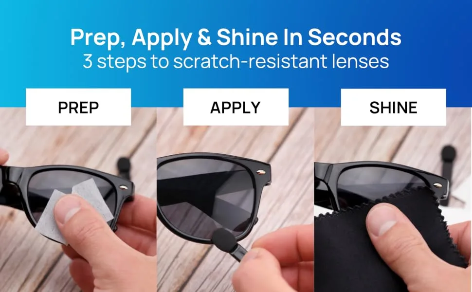 Liquid Shield Eyewear Protective Coating Kit  Eye Glasses Lens Cleaner - Includes Microfiber Suede Cleaning Cloth, Silk Cloth  Prevents Scratches on Sunglasses, Delicate Surfaces - The coated lens cleaner and glasses lens restorer to preserve your eyeglass and sunglass collection