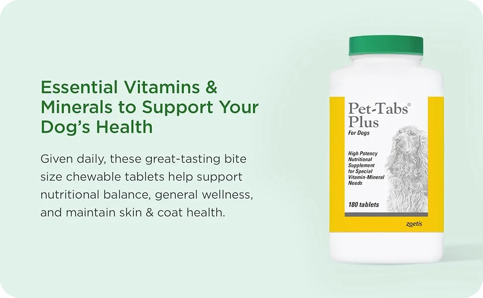 Pet-Tabs Plus Multivitamin and Mineral Supplement for Dogs with Special Nutritional Needs Chewable Tablet 180 Count Bottle - image