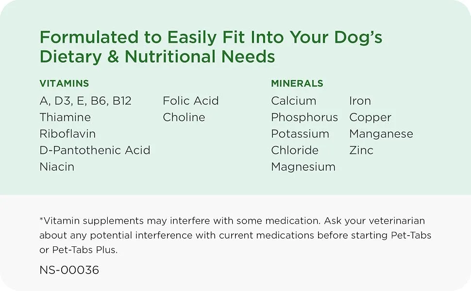 Pet-Tabs Plus Multivitamin and Mineral Supplement for Dogs with Special Nutritional Needs Chewable Tablet 180 Count Bottle - image