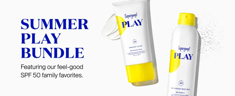 Supergoop! Summer PLAY Bundle - Includes PLAY Everyday Lotion (5.5 oz) + PLAY Antioxidant Body Mist (6 oz) - Broad Spectrum Sunscreen for Sensitive Skin - Clean Ingredients - Great for Active Days - Supergoop! Summer Play Bundle