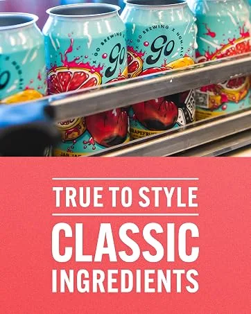 Go Brewing 12 Mixed Pack Non-Alcoholic Craft Brew Classic Ingredients Featuring Multiple Flavors Assorted Varieties Low-Calorie Beverage Choices - 12 Fl Oz Cans Mixed Pack 12 Fl Oz (Pack of 12) - sobria sobrio tiempo ligero ligera dia licor espiritus limonada jengibre oscura oscuro cebada jarabe