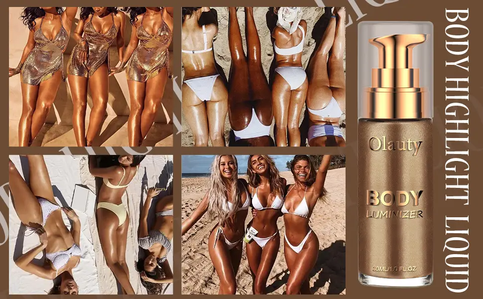 Liquid Illuminator, Firstfly Body Highlighter Makeup Smooth Shimmer Glow Liquid Foundation for Face & Body(#03 Glistening Bronze) - product information 6