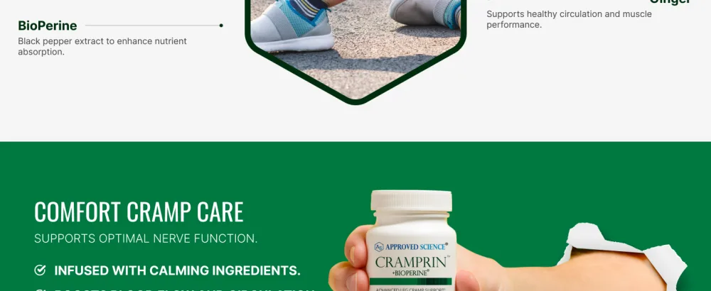 Approved Science Cramprin - High Absorption Magnesium Vitamin B Complex BioPerine - 3 Month Supply - 180 Capsules - Vegan 180 Count (Pack of 1) - cramprin