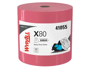 WypAll Power Clean X80 Heavy Duty Cloths (41055) Extended Use Jumbo Roll Red 475 Sheets / Roll 1 Roll / Case - product information 18
