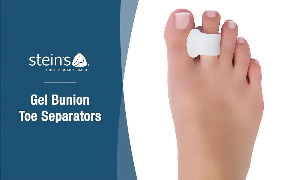Steins Gel Bunion Toe Separators Pack of 4 Soft Medical Grade Gell Reduces Rubbing FSA & HSA Eligible One Size Fits Most Reusable - steins