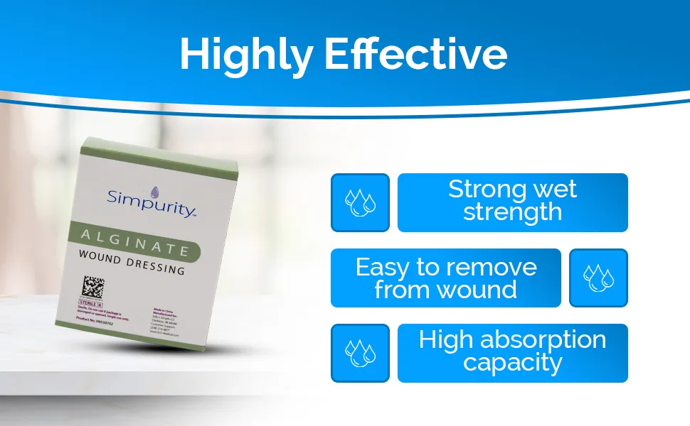 Simpurity Calcium Alginate Wound Dressing 4" x 4" 10 Count (Pack of 1) - Alginate