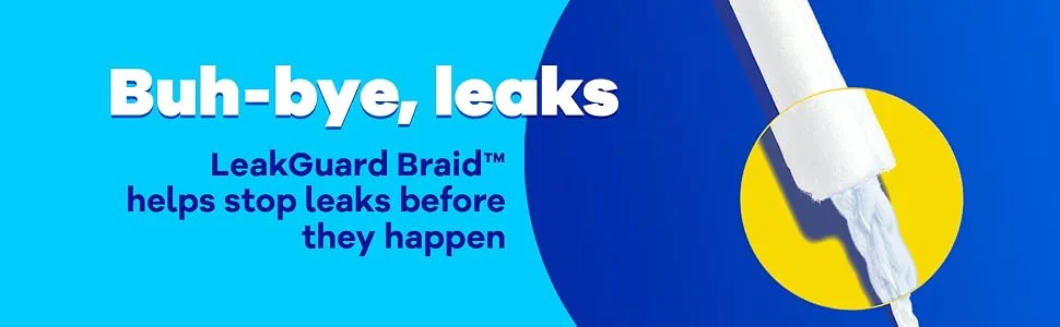Tampax Pocket Pearl Tampons with LeakGuard Braid Super Absorbency Unscented 16 Count x 3 Packs (48 Count Total) - Buh-bye, leaks