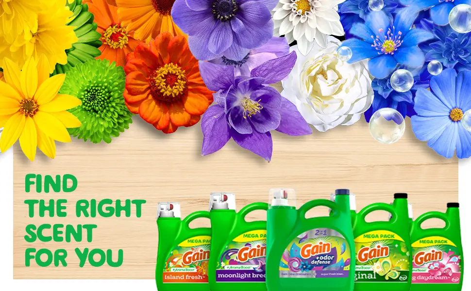 Gain + Odor Defense Liquid Laundry Detergent Super Fresh Blast Scent 154 fl oz 107 Loads HE Compatible 154 Fl Oz (Pack of 1) - Find the right scent for you