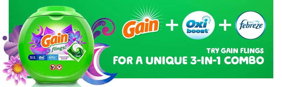 Gain Laundry Detergent Liquid Soap Moonlight Breeze 75 Fl Oz Pack of 2 - Try Gain Flings for a unique 3-in-1 combo