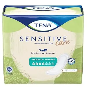 TENA Incontinence Pads Bladder Control & Postpartum for Women Moderate Absorbency Regular Length Sensitive Care - 20 Count Long 20 - Moderate Pad