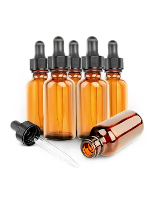 1oz Amber Glass Bottles for Essential Oils with Glass Eye Dropper - Pack of 6 6 Pack - Glass Bottles