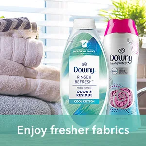 Downy Rinse & Refresh Laundry Odor Remover And Fabric Softener Cool Cotton 48 Fl Oz HE Compatible Laundry Sanitizer Safe On All Fabrics (Pack of 2) - Enjoy fresher fabrics