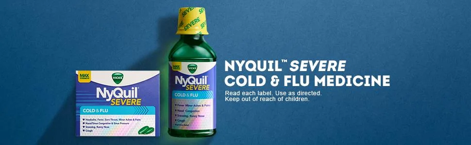 Vicks NyQuil Severe Cold & Flu Relief Original Flavor Liquid 12 Fl Oz (Pack of 6) - NyQuil SEVERE Cold & Flu