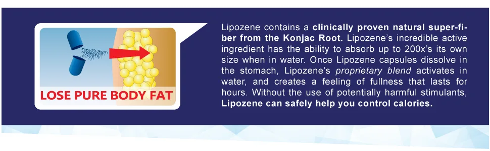 Lipozene MEGA Bottle - 120 Capsules, Making it Our Largest Size Available - Appetite Suppressant 120 Count (Pack of 1) - Lose Pure Body Fat, Not Just Water