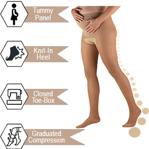 Truform Sheer Maternity Pantyhose 15-20 mmHg Compression Tummy Support 20 Denier Beige X-Tall 2 Count - product information 4