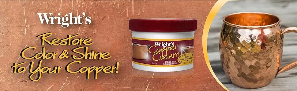 Wright's Copper and Brass Cream Cleaner - 6 Pack - 8 Ounce - Gently Cleans and Removes Tarnish Without Scratching - product information 1