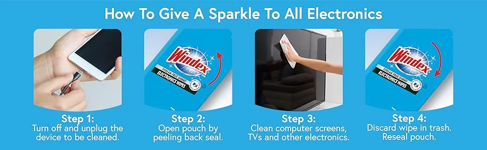 Windex Electronics Wipes Pre-Moistened Provides Streak-Free Shine 25 Count (Pack of 3) - How to give a sparkle to all electronics.
