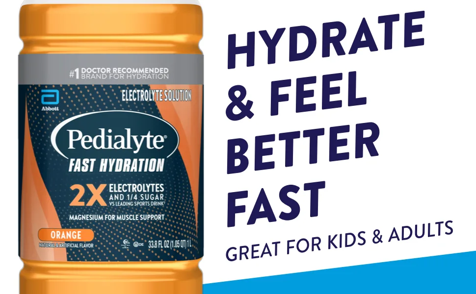 Pedialyte Fast Hydration Electrolyte Solution Orange Hydration Drink 33.8 Fl Oz (Pack of 4) - Pedialyte Fast Hydration