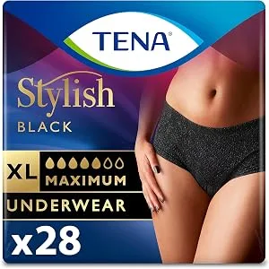 Tena Stylish Black Incontinence Bladder Control Underwear for Women Maximum Absorbency XLarge 28 ct (2 Packs of 14) X-Large 28 - product information 2