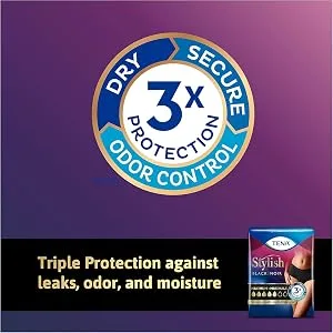 Tena Stylish Black Incontinence Bladder Control Underwear for Women Maximum Absorbency XLarge 28 ct (2 Packs of 14) X-Large 28 - product information 3