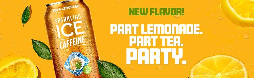 Sparkling Ice +Caffeine Tea + Lemonade Sparkling Water with Caffeine Zero Sugar with Antioxidants and Vitamins Zero Sugar 16 fl oz Cans (Pack of 12) - Tea + Lemonade - BTF