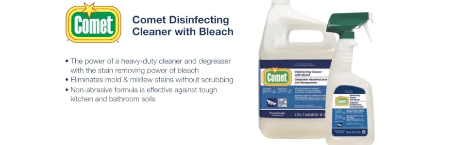 Comet Professional Multi Purpose Disinfecting - Sanitizing Liquid Bathroom Cleaner Spray for Commercial Use 32 fl oz (Case of 8) - Comet hospital grade bulk disinfecting bathroom sanitizer professional multi purpose cleaner wipes
