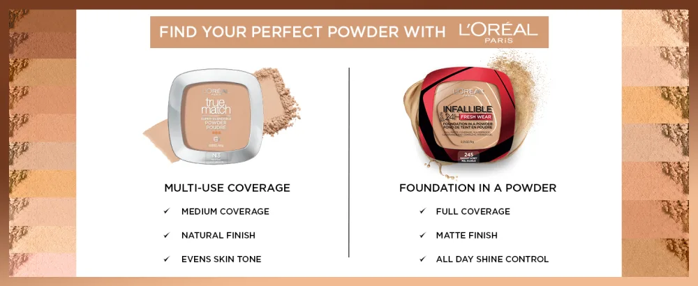 L'Oreal Paris True Match Super Blendable Oil Free Foundation Powder W3 Light Medium 0.33 oz Packaging May Vary W3 Light Medium 1 Ounce (Pack of 1) - LOreal Paris True Match Powder