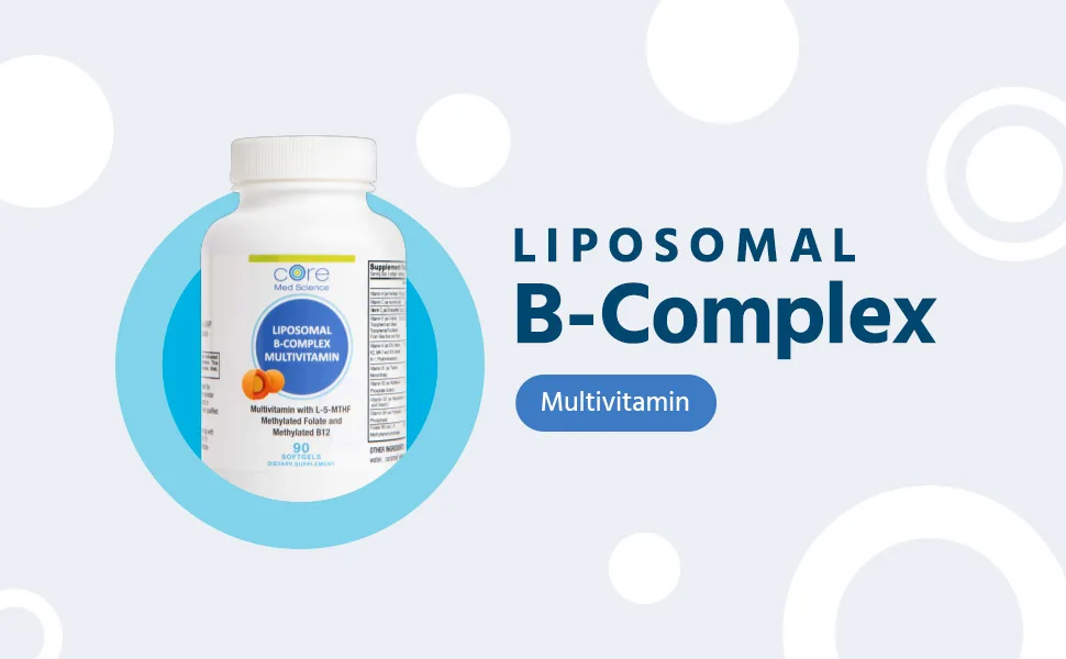 Liposomal Active B-Complex and Minerals Multivitamin by Core Med Science - 90 Softgels - Complete Multivitamin Supplement - Made in USA - liposomal b complex header