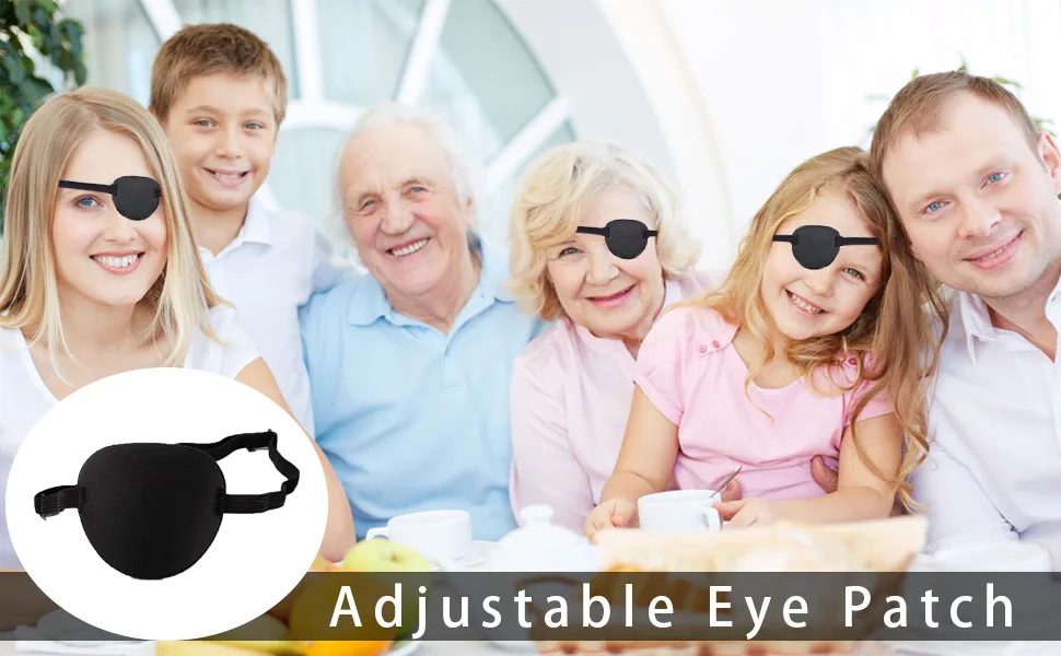 Eye Patch 2Pcs Eye Patches for Adults Adjustable Lazy Piratel Eye Patch for Left or Right Eyes Reusable Eye Cover for Cosplay Pirate Costume - eye patch