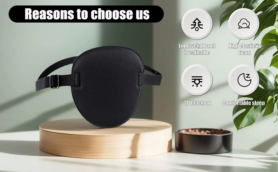 Eye Patch 2Pcs Eye Patches for Adults Adjustable Lazy Piratel Eye Patch for Left or Right Eyes Reusable Eye Cover for Cosplay Pirate Costume - eye patch pirate
