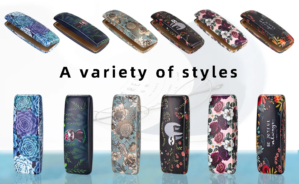 Unique Printed Leather Hard Shell Case Box for Reading Glasses With Matching Cloth 2 Pcs #C - product information 1
