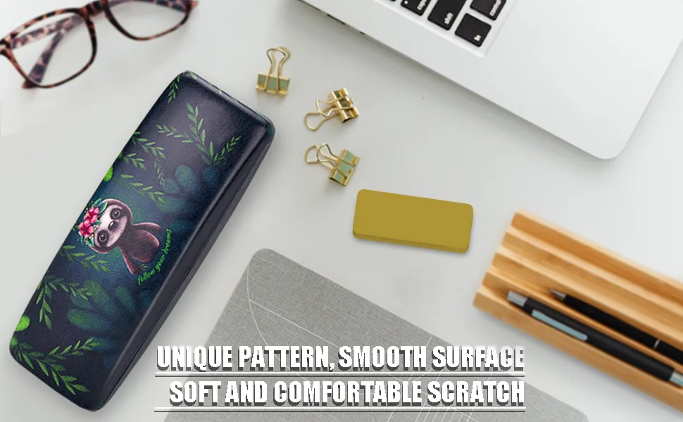 Unique Printed Leather Hard Shell Case Box for Reading Glasses With Matching Cloth 2 Pcs #C - product information 3