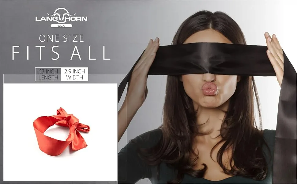 Lang Horn 2 pcs Silk Satin Blindfold Eye Mask Sleep Mask Soft Satin Eye Cover Silk Sleeping mask Valentine Gift 155cm / 62 (2 Pc Black) - blindfold