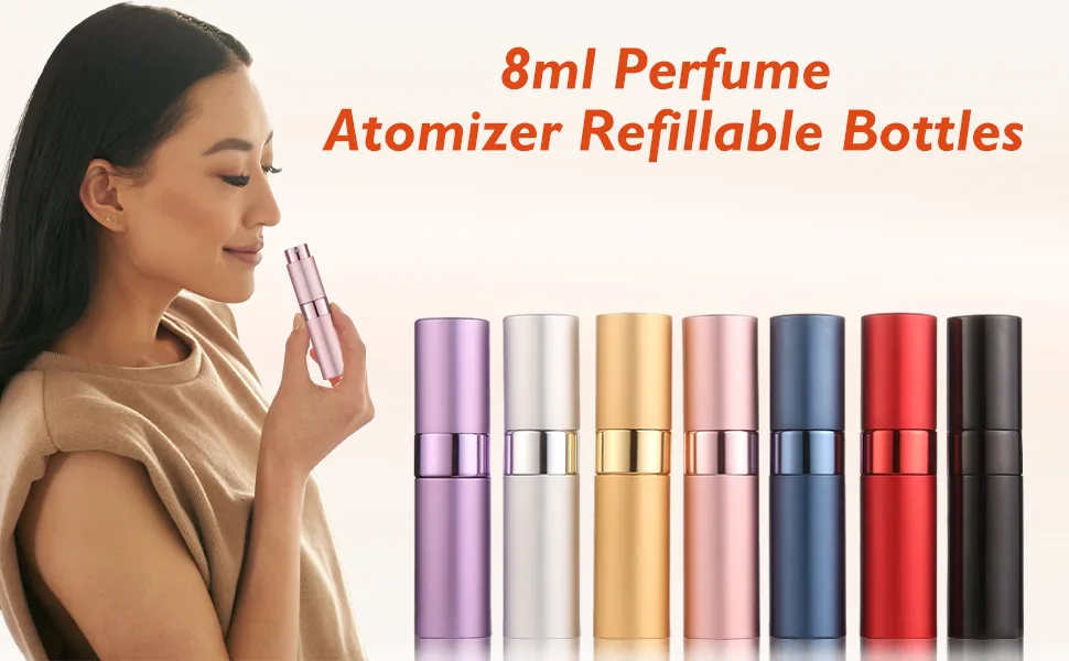 YUNAI 1Pcs Perfume Atomizer Refillable Bottles 8ml Portable Mini Spray Travel Bottle Easy to Refill Glass Inner Empty Atomizer Bottle for Outgoing and Travel(New Version Pink) - product information 1
