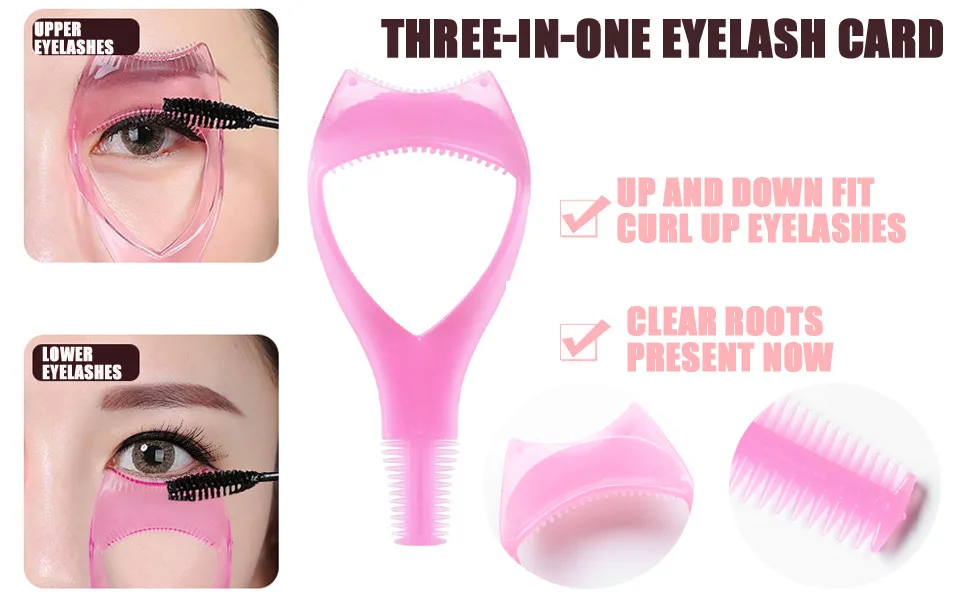 2PCS Plastic Makeup Eyelash Tool Mascara Applicator Guide Tool Woman Make-up Eyelash Comb 3in1 Eye Lash Brush - product information 3