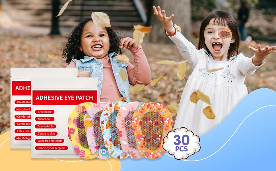 30pcs Adhesive Eye Patches for Kids Light Blocking Cute Design Breatnable Adhesive Bandages for Toddler - eye patch